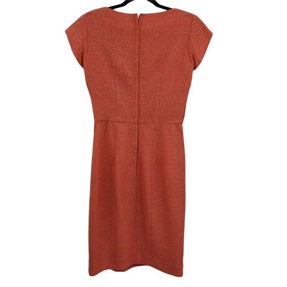 Vtg 60's Elegant Miss Textured Coral Metallic Sparkle Blouson Hostess Dress Sz S - Picture 8 of 10